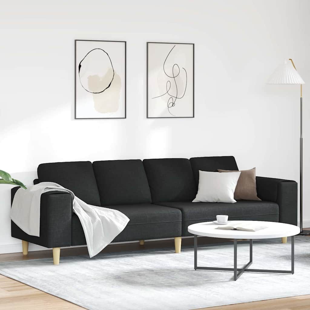 vidaXL Sofa Wohnzimmer Couch Schwarz 250 x 77 x 76 cm Polyester, 1 Teile – Bild 2 von 5