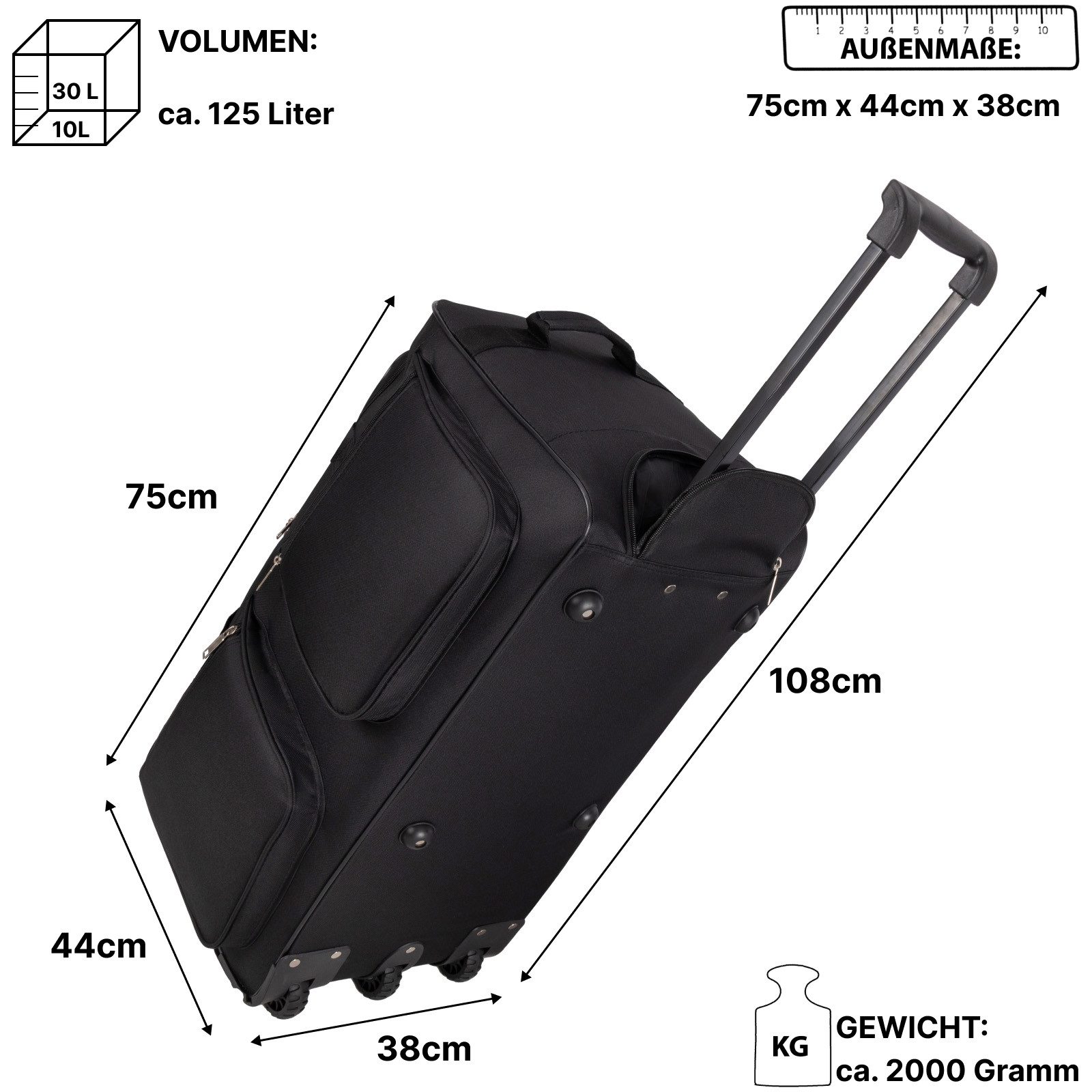 EAAKIE Trolley Trolleytasche Reisetasche Rollentasche Sporttasche Größe M-L günstig online kaufen