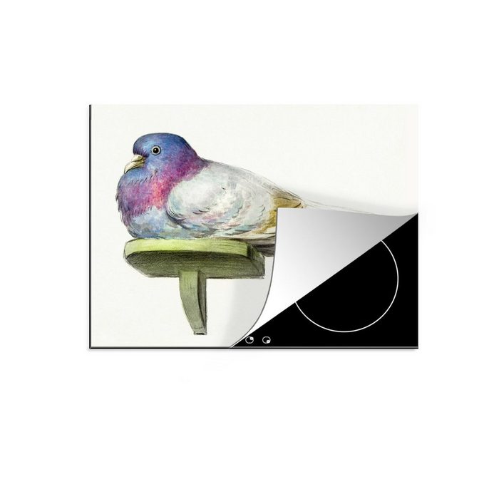 MuchoWow Herdblende-/Abdeckplatte Taube auf einem Regal sitzend - Gemälde von Jean Bernard Vinyl (1 tlg) Mobile Arbeitsfläche nutzbar Ceranfeldabdeckung