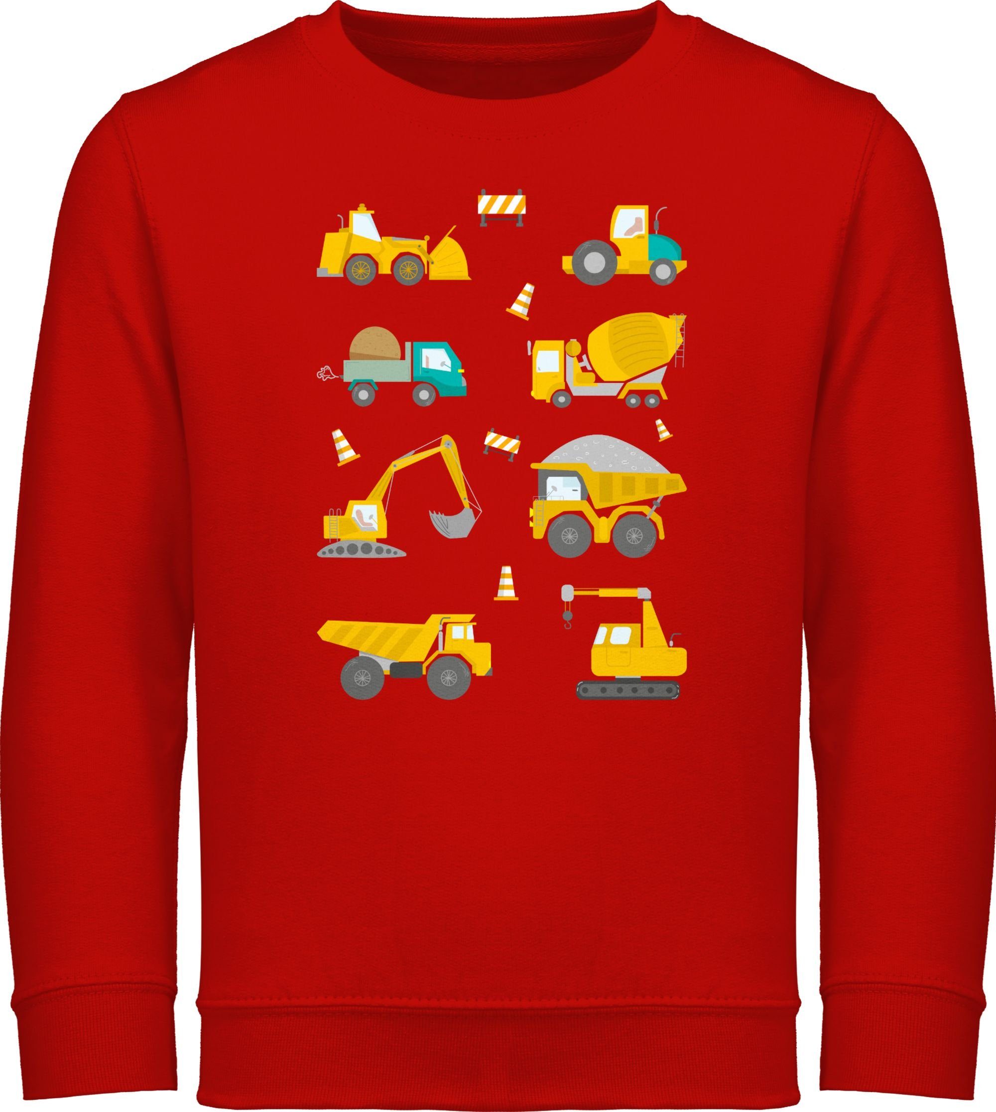 Kinder Fahrzeuge Baustellen 1 Sweatshirt Shirtracer Fahrzeuge Rot