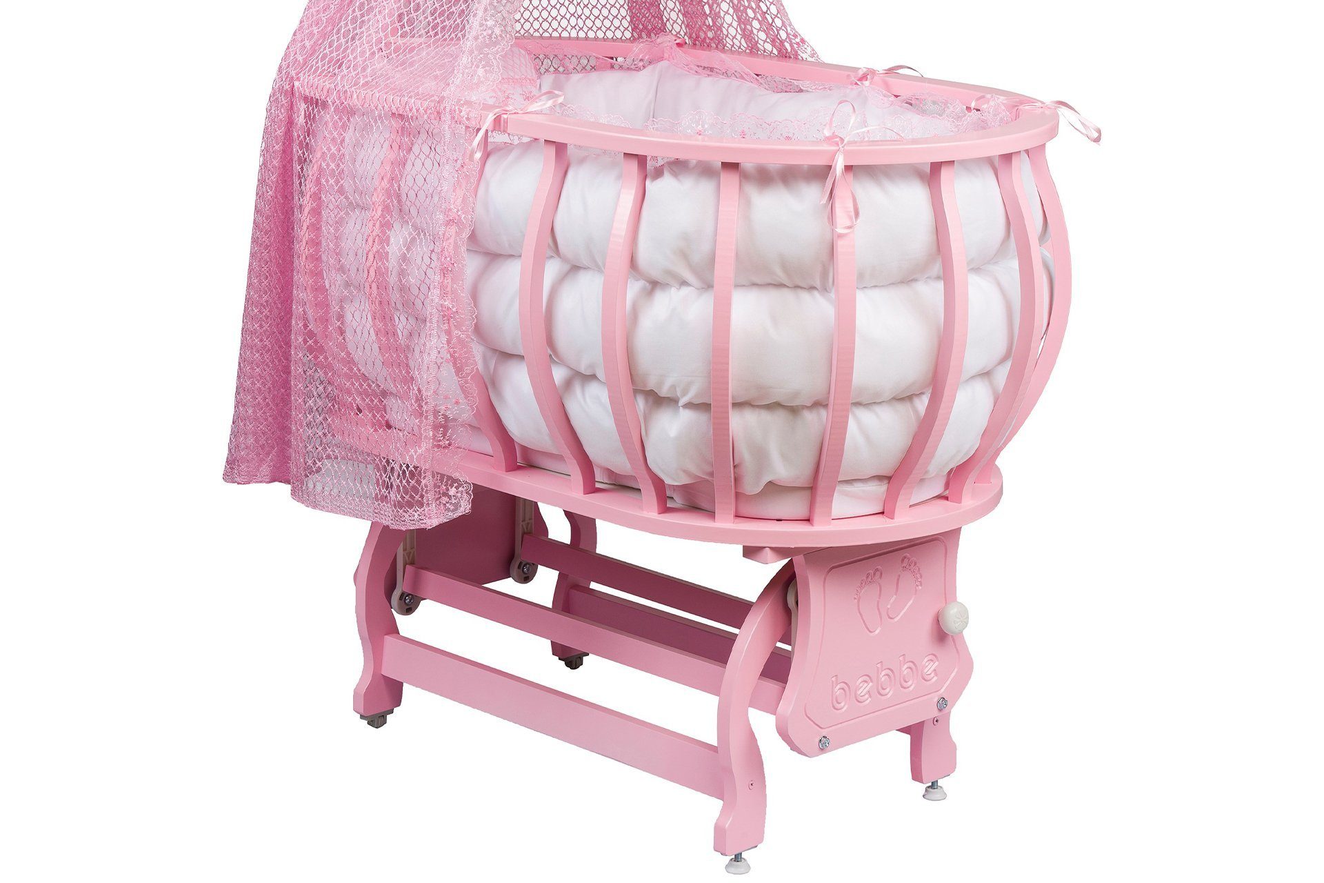 Pink mit Babybett Kinderbett/Beistellbett Kuffe Rocky Kuffe Schaukelfunktion