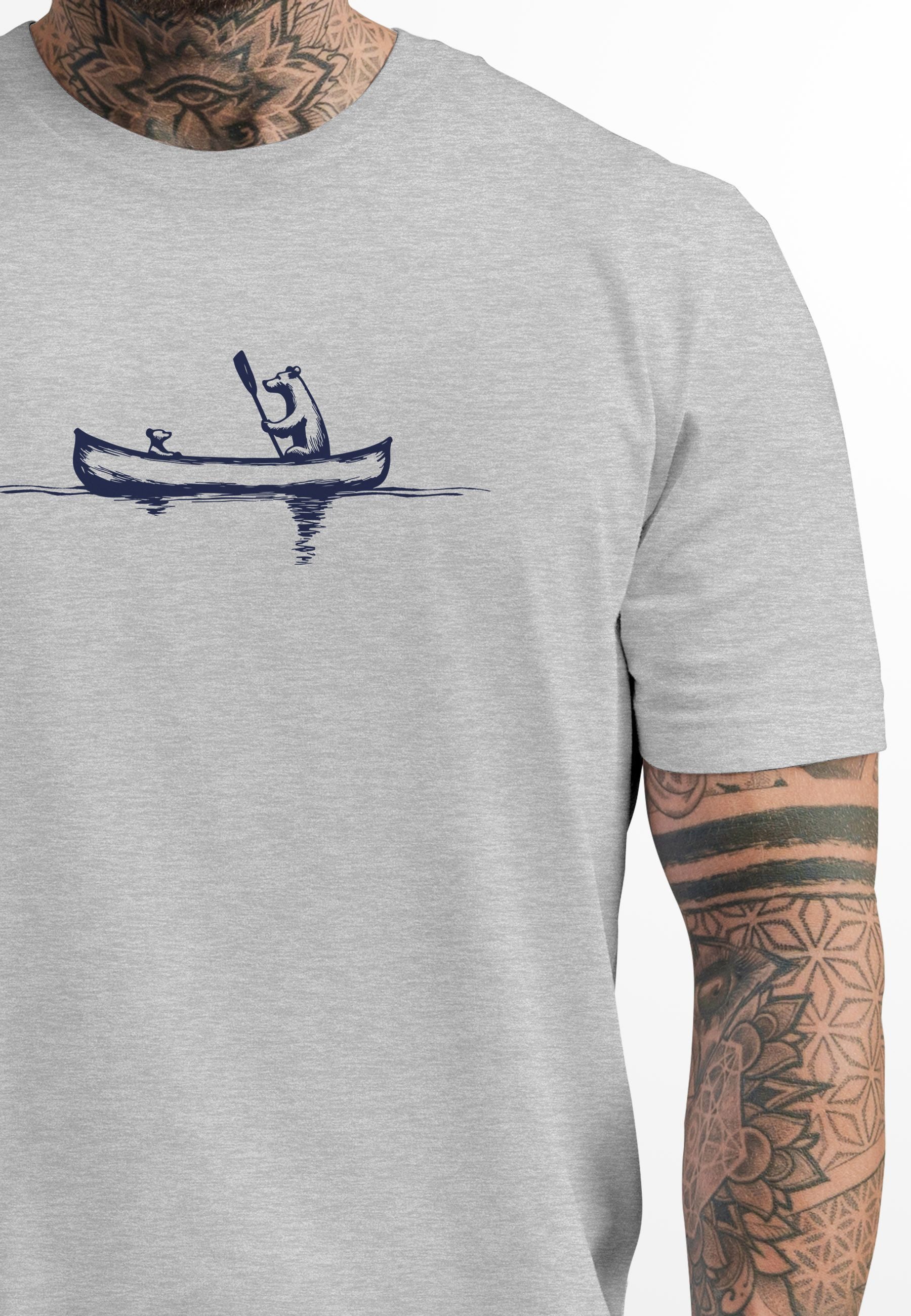 Neverless Print-Shirt Herren T-Shirt Bär Familie Kanu Outdoor Fashion Stree günstig online kaufen