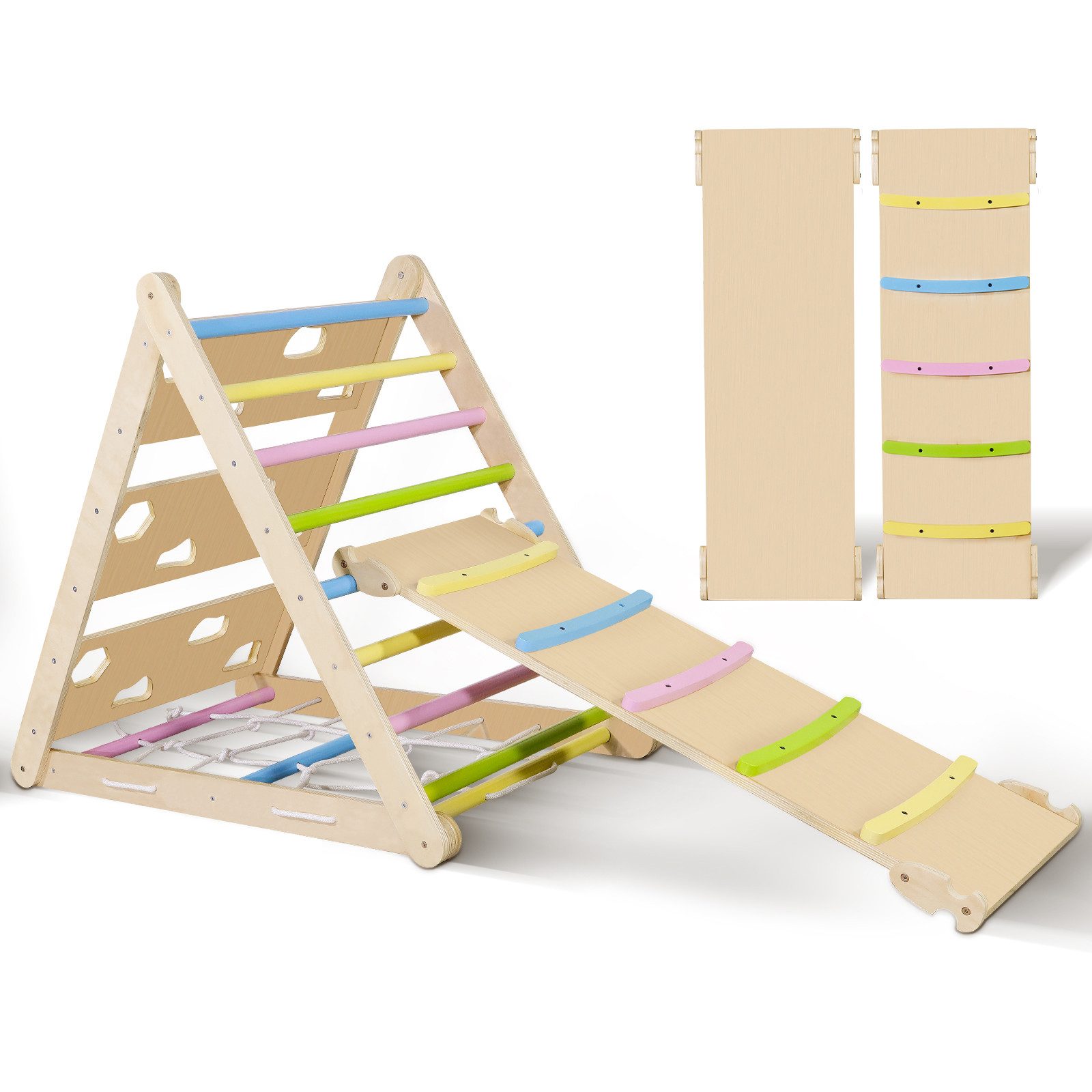 CCLIFE Klettergerüst Kletterdreiecke mit Rutsche Pikler Art Holz Indoor Kin günstig online kaufen