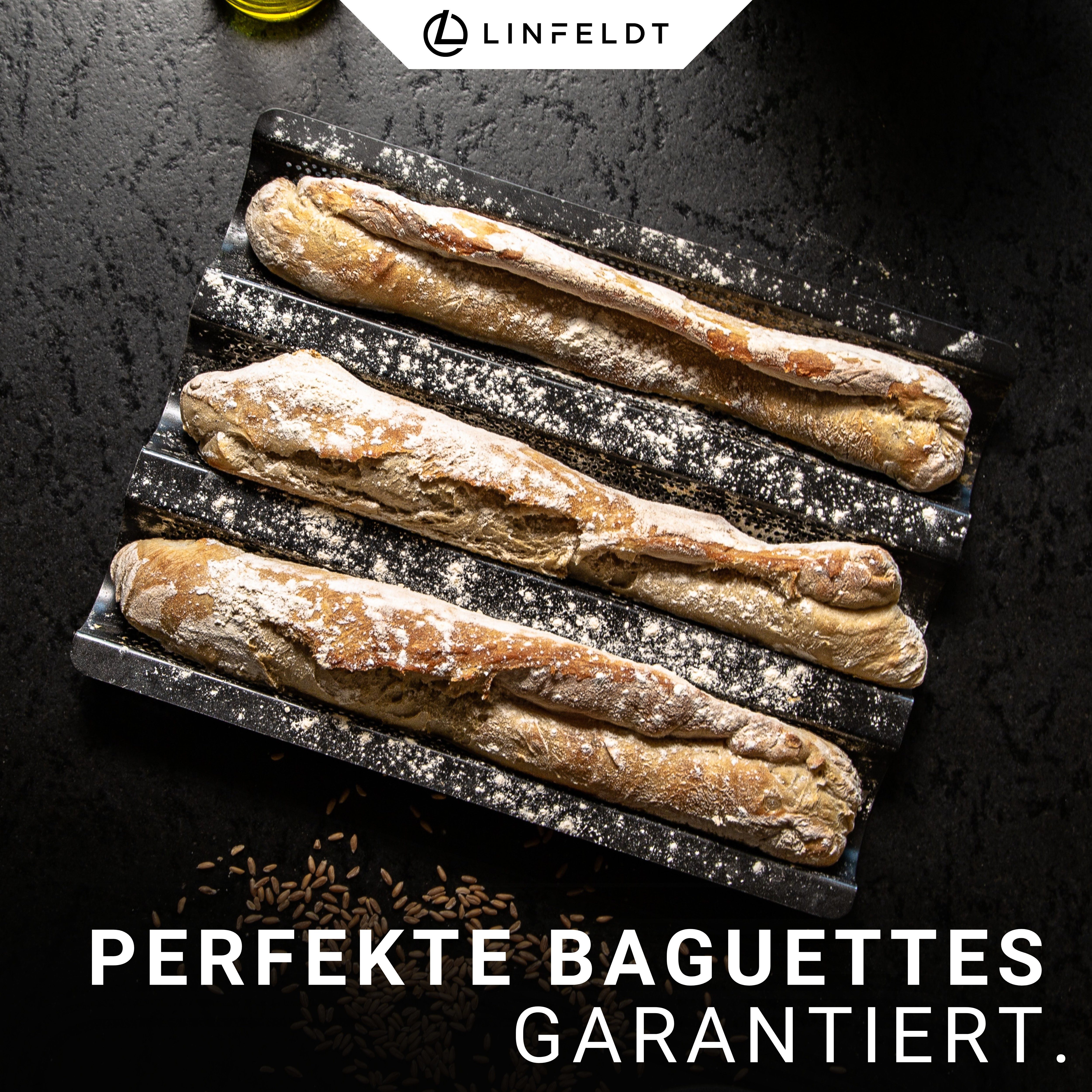 LINFELDT Baguetteblech Premium Baguette / Hot-Dog Backblech mit Antihaftbeschichtung