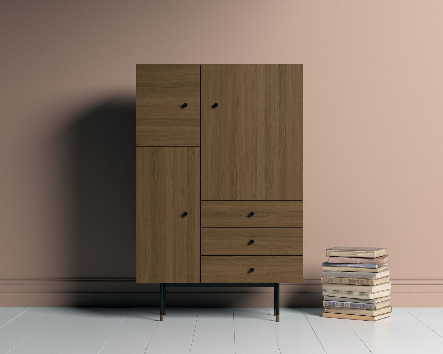 Woodman Highboard Jugend Kommode, Stauraumschrank mit Holzfurnier aus Eiche, Breite 90 cm, FSC®