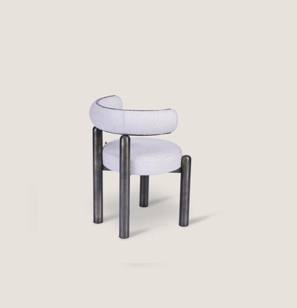 Europa Esszimmer Weißer Polster in Stuhl Designer Made Metalfüße Einsitzer (1 Stühle St), JVmoebel Stuhl