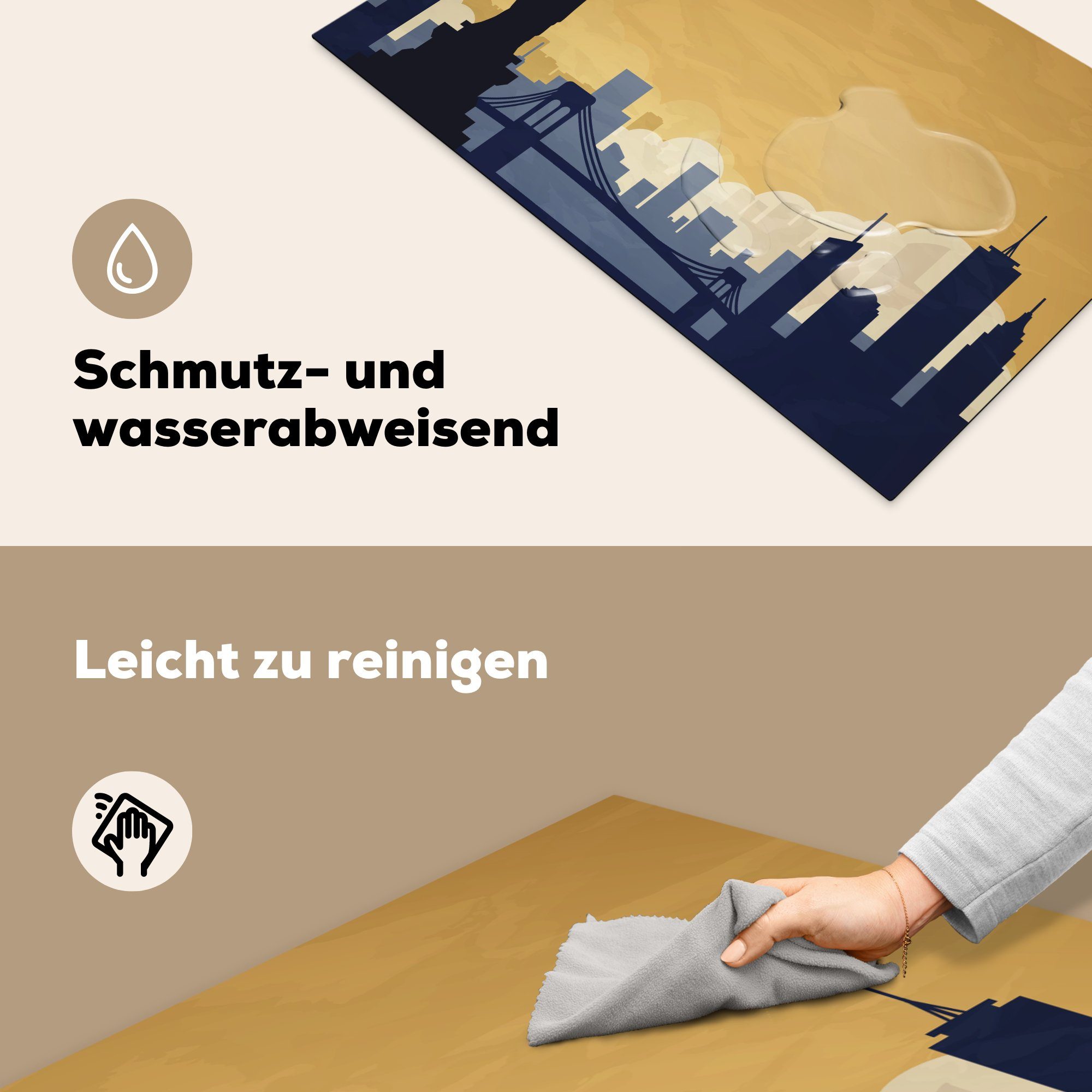 küche Skyline, Vinyl, für tlg), - 83x51 MuchoWow Herdblende-/Abdeckplatte York Postkarten cm, (1 New Ceranfeldabdeckung, Arbeitsplatte -