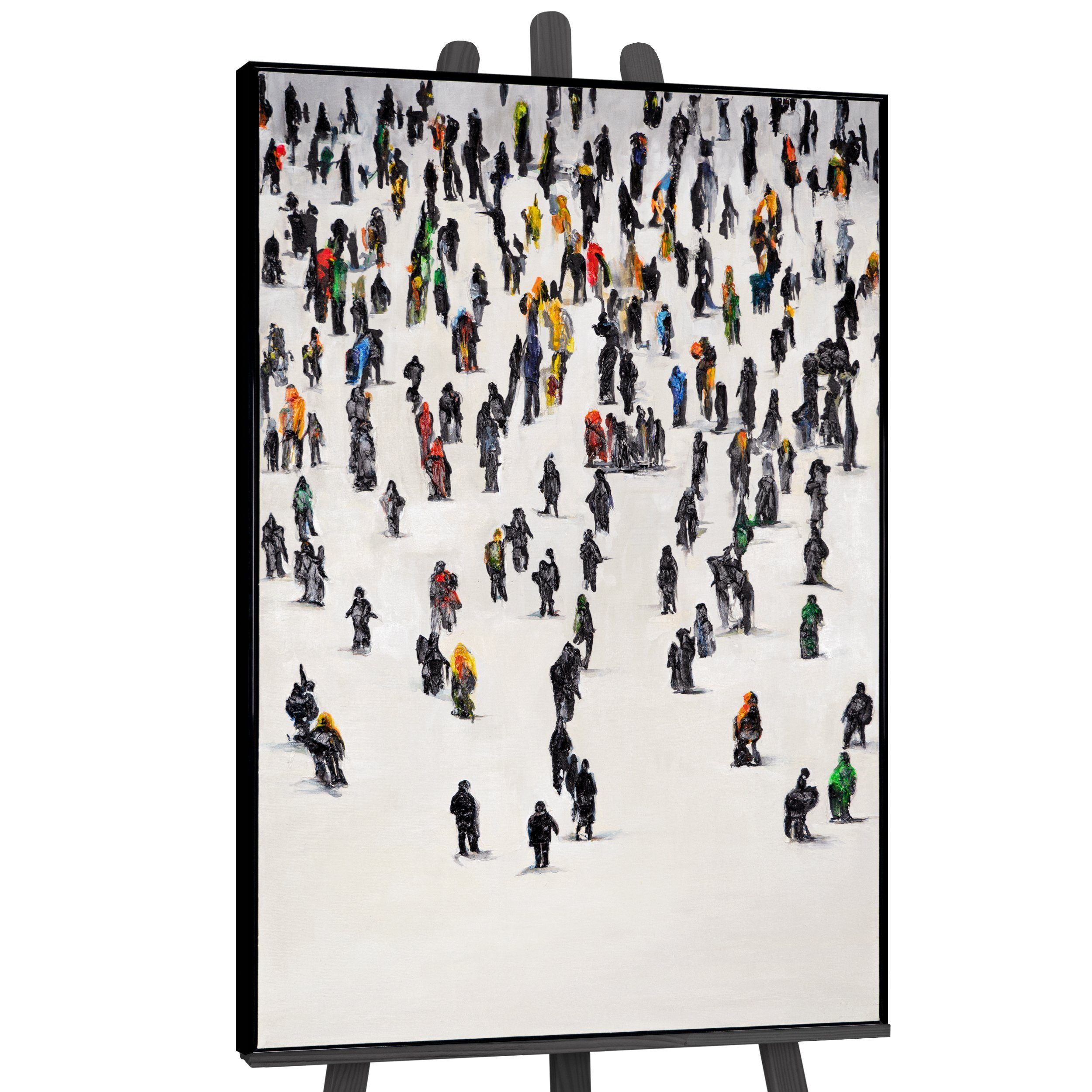 YS-Art Gemälde Kollektive Bewegung, Menschen Mit Rahmen in Schwarz