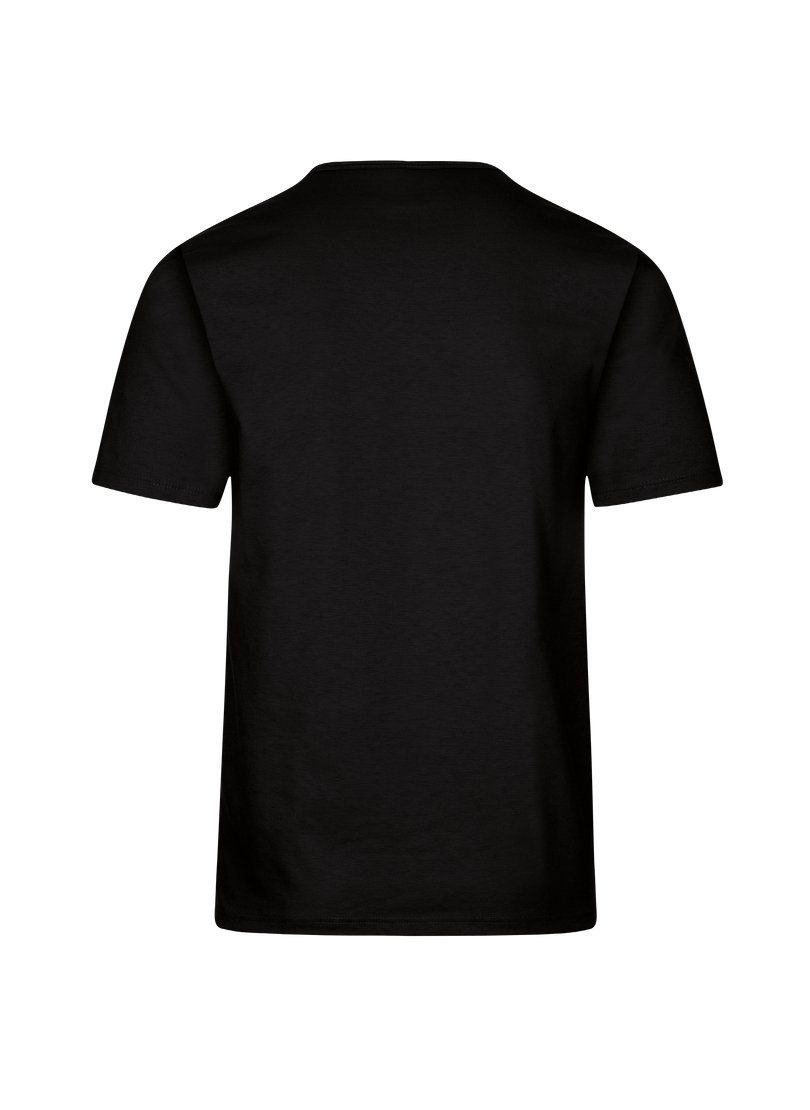 mit T-Shirt TRIGEMA T-Shirt Knopfleiste Trigema DELUXE schwarz Baumwolle