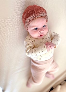 Nordic Coast Company Strickmütze Baby Turban Turbanmütze für Neugeborene 100% Baumwolle Kupfer Rot