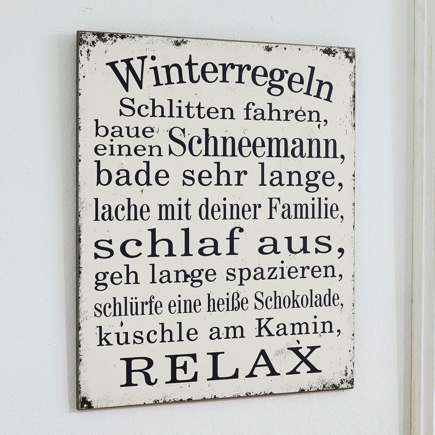 Mirabeau Weihnachtsfigur Dekoboard Winterregeln antikweiß (kein Set, kein Set)