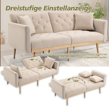 Powerwill Schlafsofa Klappsofa mit Schlaffunktion, 3-Sitzer Sofa fürs Wohnzimmer 1 Teile, Stabile Metallbeinstütze