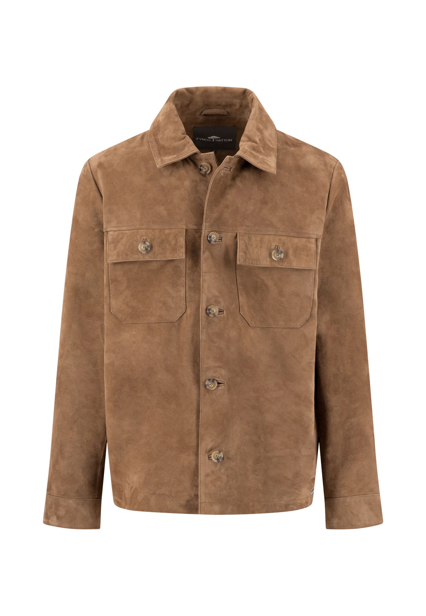 FYNCH-HATTON Lederjacke - Jacke aus Veloursleder mit Brusttaschen - Velours Overshirt Herren