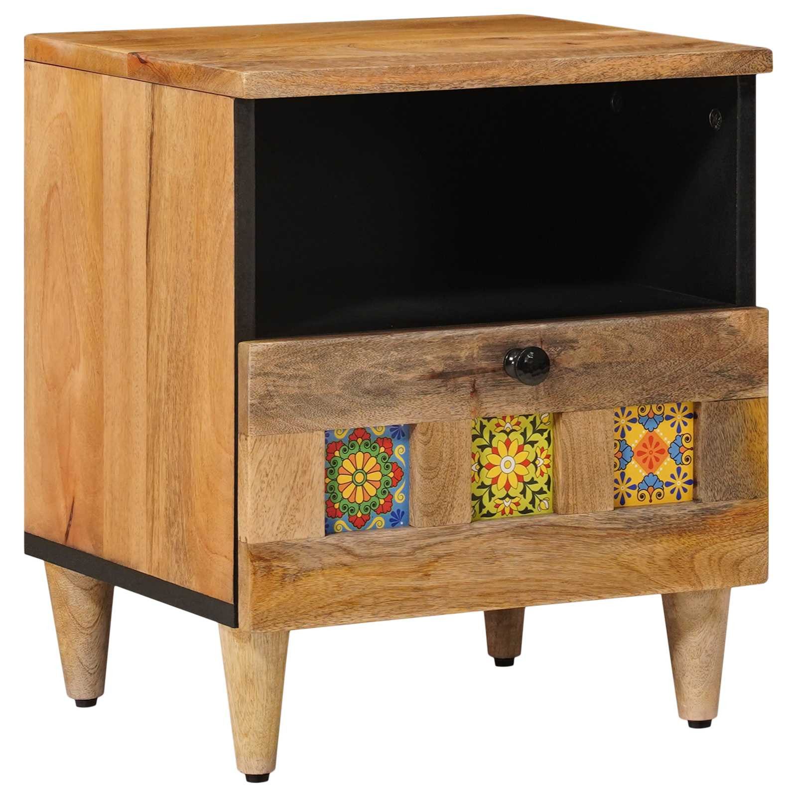 vidaXL Nachttisch Nachttisch Natur 40 x 33 x 46 cm Massivholz (1-St)