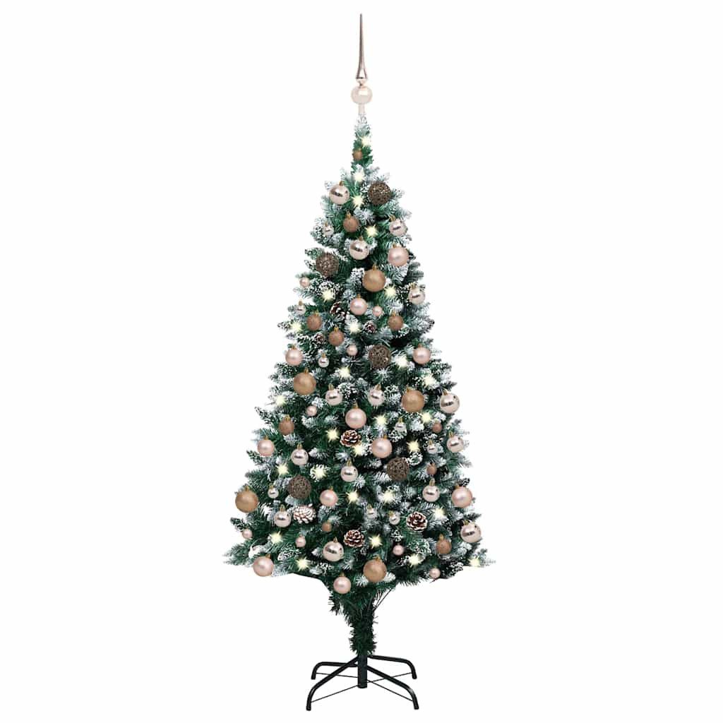 vidaXL LED Baum Künstlicher Weihnachtsbaum mit LEDs Kugeln Zapfen 150 cm