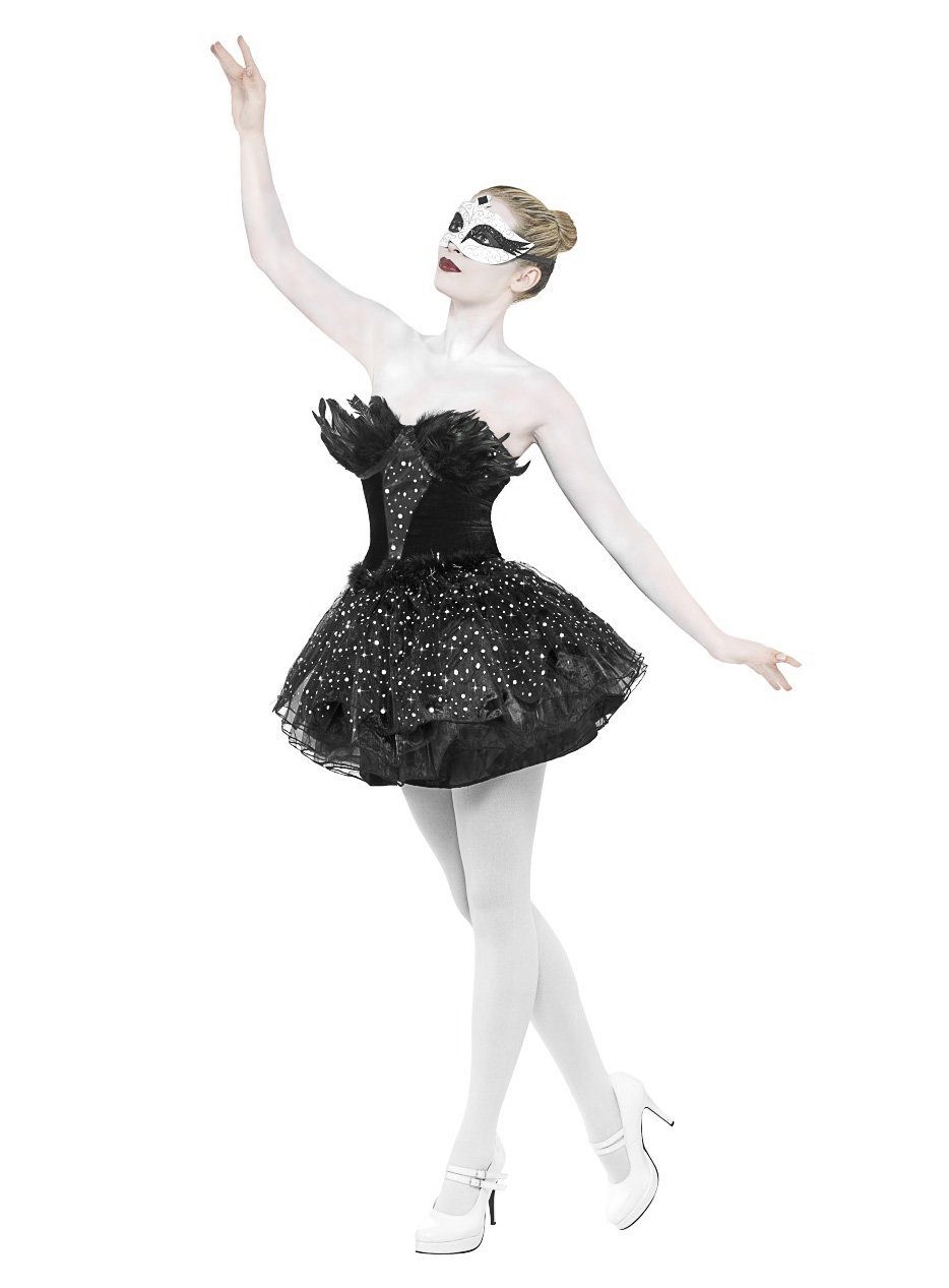 Smiffys Kostüm Dunkler Schwan Ballerina Kleid - Fasching Karneval