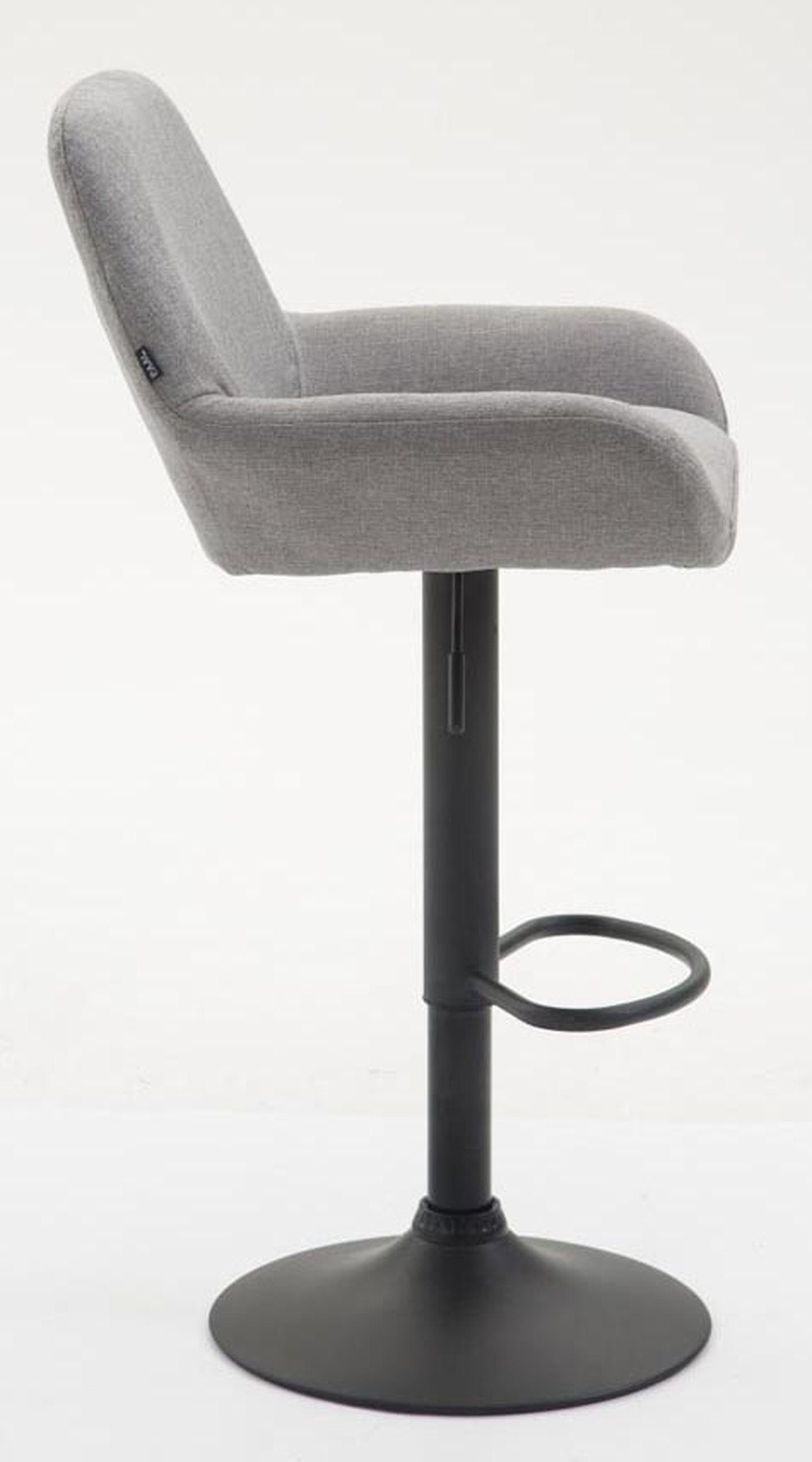 Barhocker mit - - Sitzfläche: für Stoff Gestell Metall Sitzfläche TPFLiving Rückenlehne Grau bequemer (Barstuhl Hocker Bragnum matt angenehmer schwarz Küche und 360° & Theke Fußstütze drehbar),