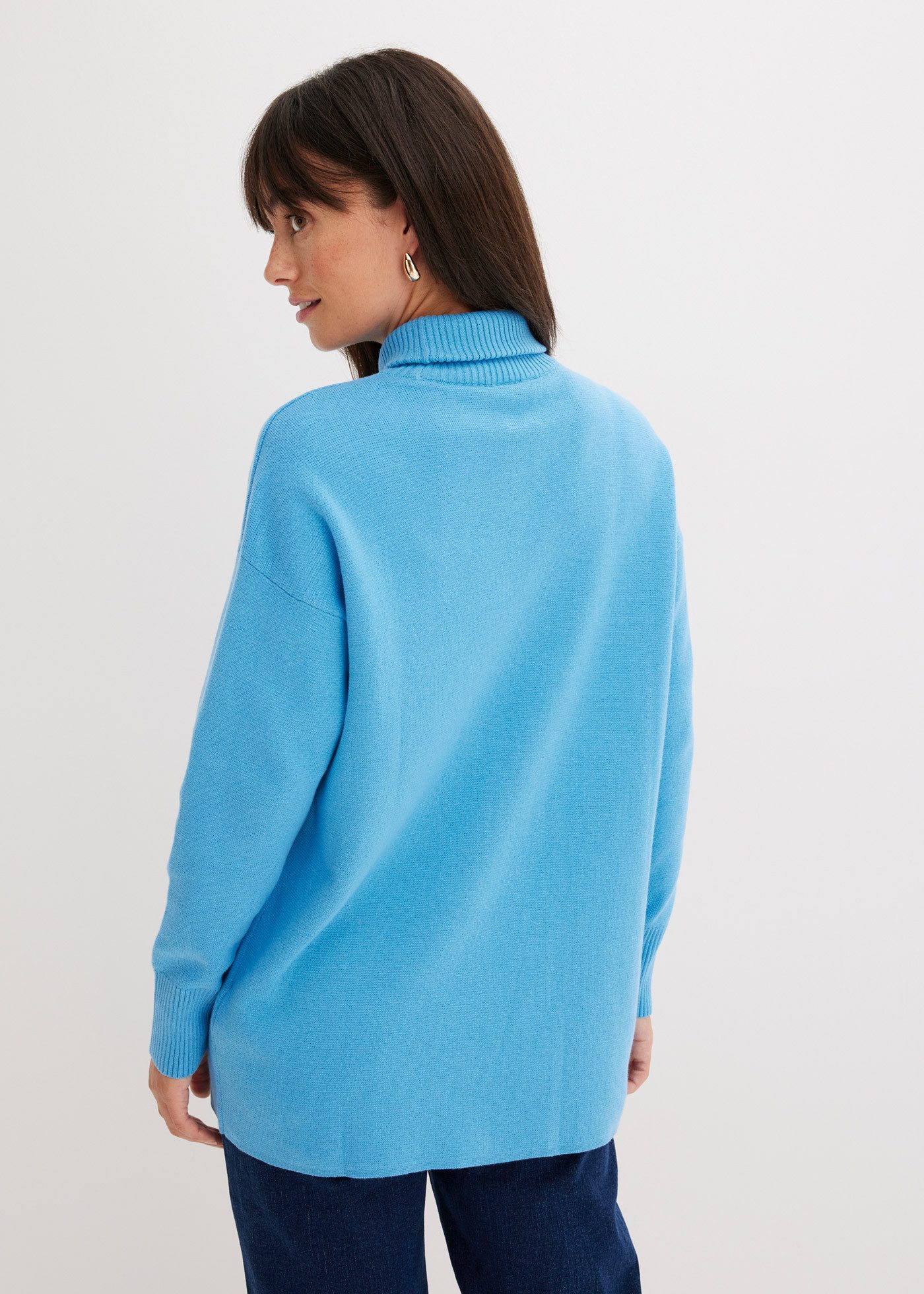 bonprix Rollkragenpullover aus reiner Baumwolle, mit Stehkragen, in Oversize-Passform