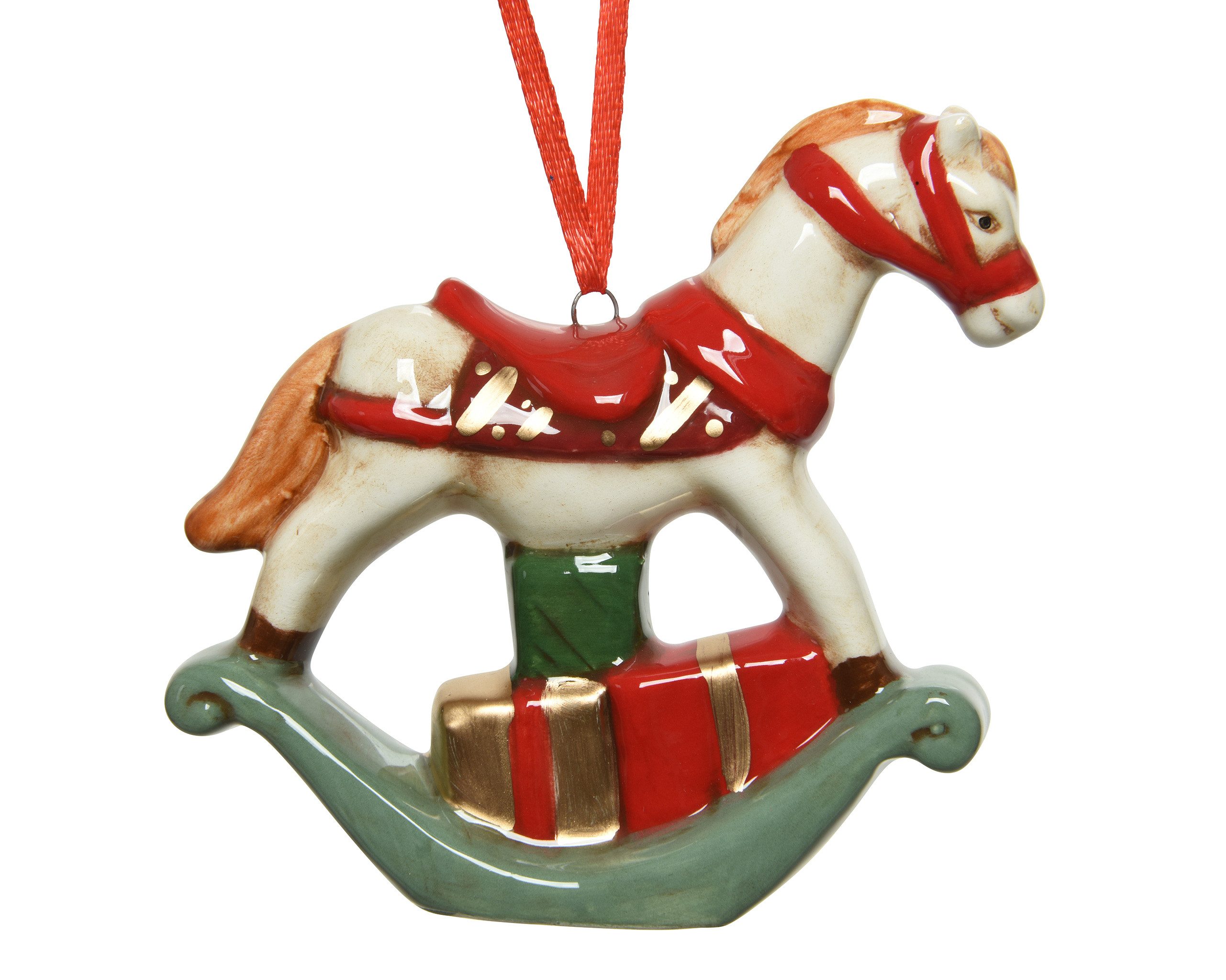 Kaemingk Christbaumschmuck, Christbaumschmuck Schaukelpferd Keramik 8cm Fig günstig online kaufen