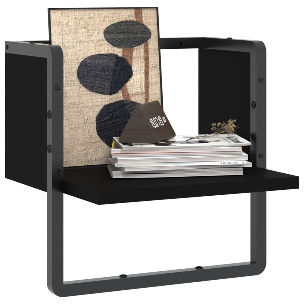 vidaXL Regal Wandregal mit Stange Schwarz günstig online kaufen