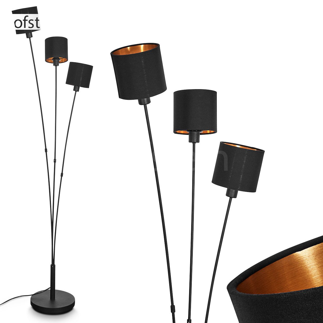 hofstein Stehlampe »Costa« Bodenlampe, Metall, Schwarz, günstig online kaufen