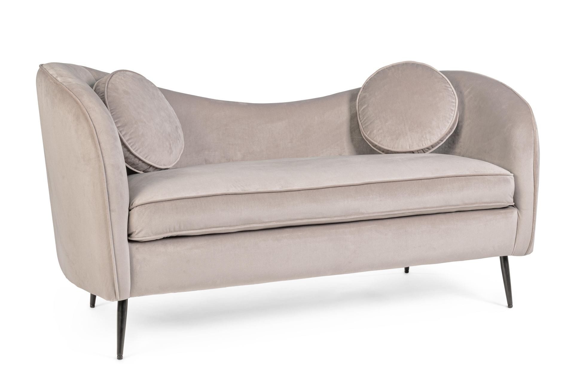 Sofa 2-Sitzer Sofa Candis in Samt-Optik, Hellgrau
