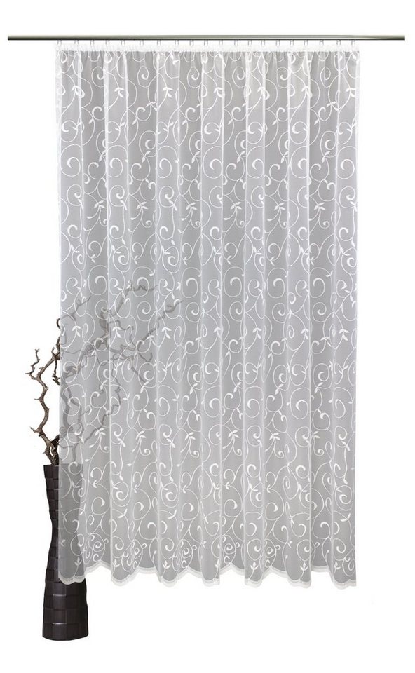 Gardine Beatrix, VHG, Kräuselband (1 St), transparent, Wirkware, Jacquard,  Polyester, pflegeleicht, nach Maß, besonders pflegeleicht