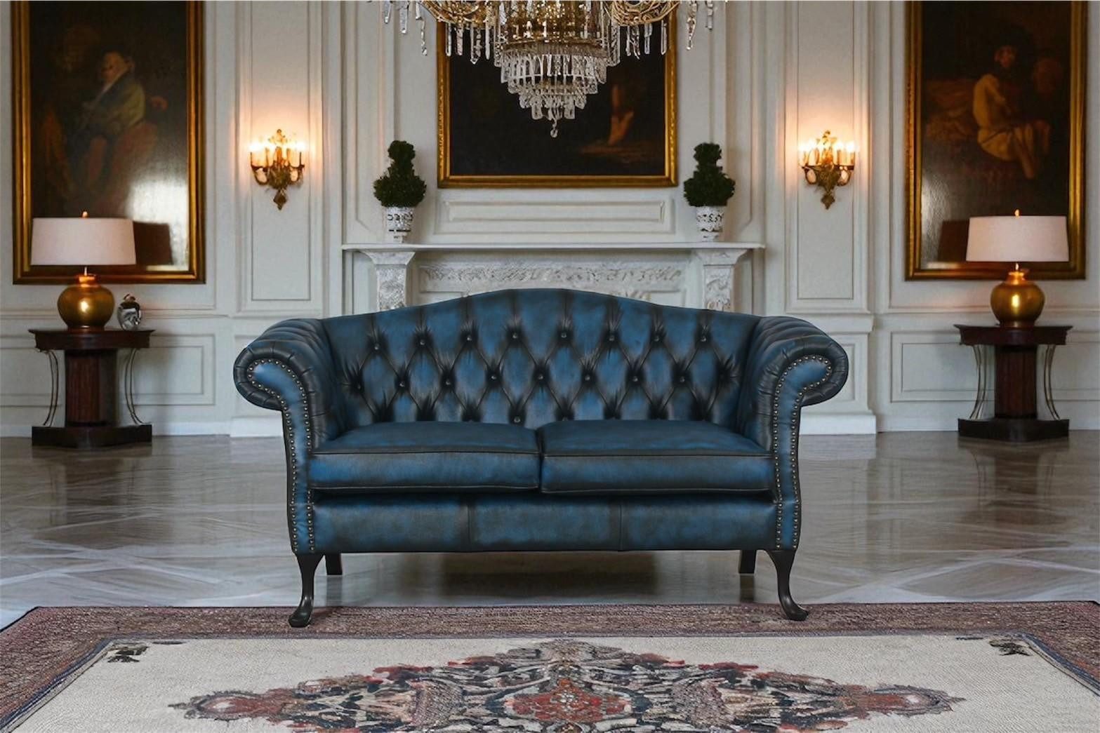 Salottini Chesterfield-Sofa Edles Sofa Chesterfield 2-Sitzer Couch Piccadilly Ledersofa Salottini, 1 Teile, Handarbeit