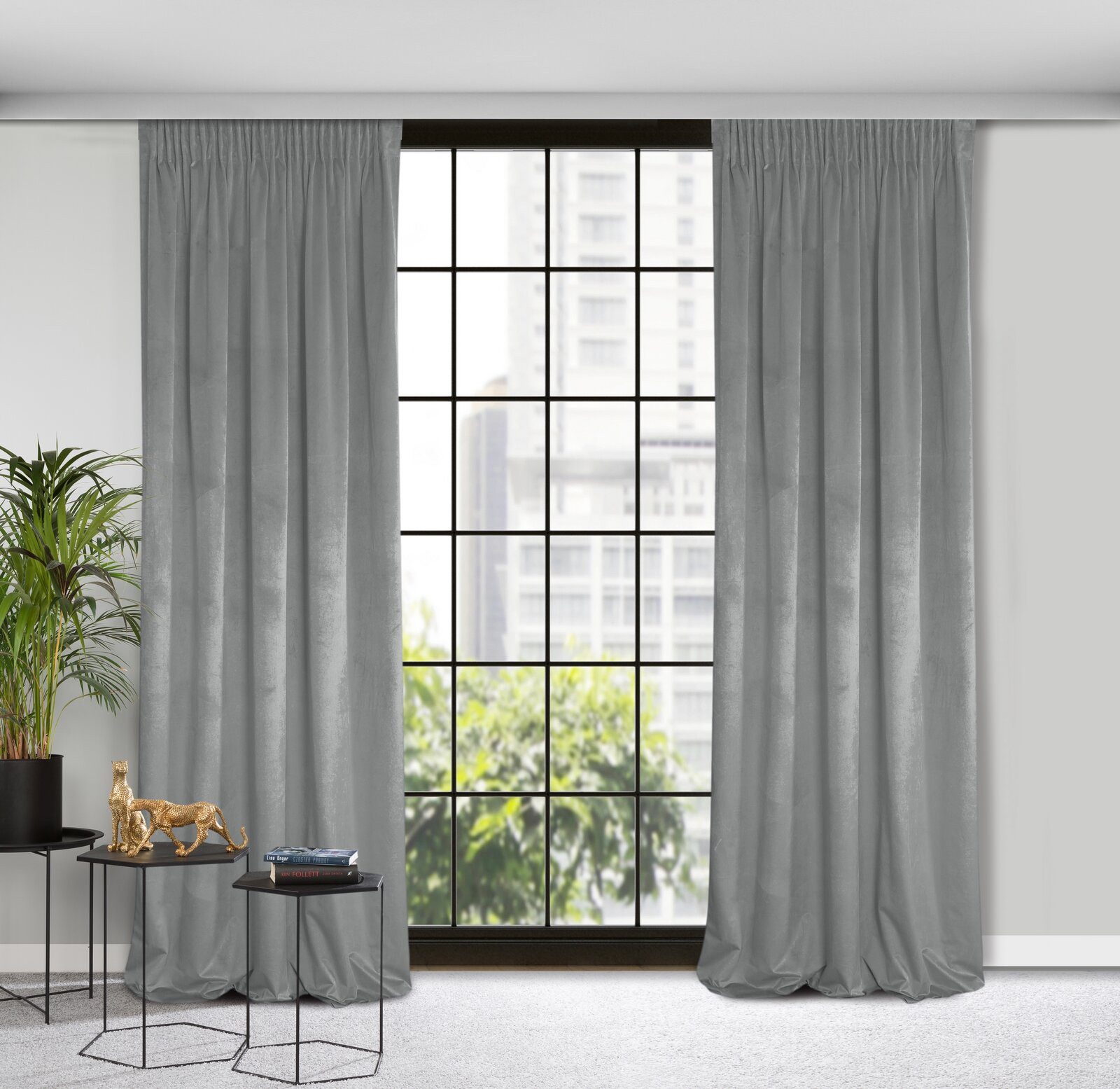 Design91 Vorhang Samtvorhänge 140x270 cm 135x300 cm (1 St), Kräuselband, blickdicht, Samt, Wohnzimmer Tunnelzug