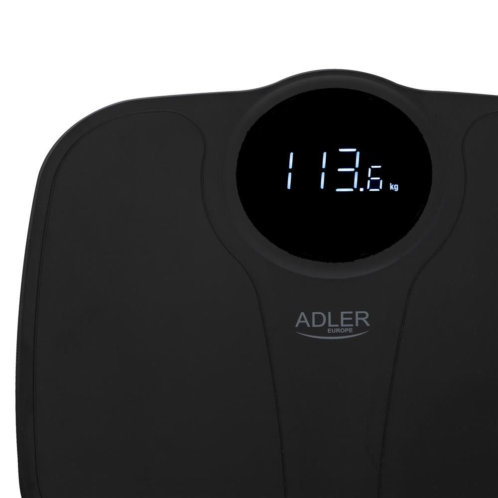 Adler Personenwaage AD 8172, digital, Badezimmerwaage, 180 kg, Batterie, schwarz – Bild 4 von 5