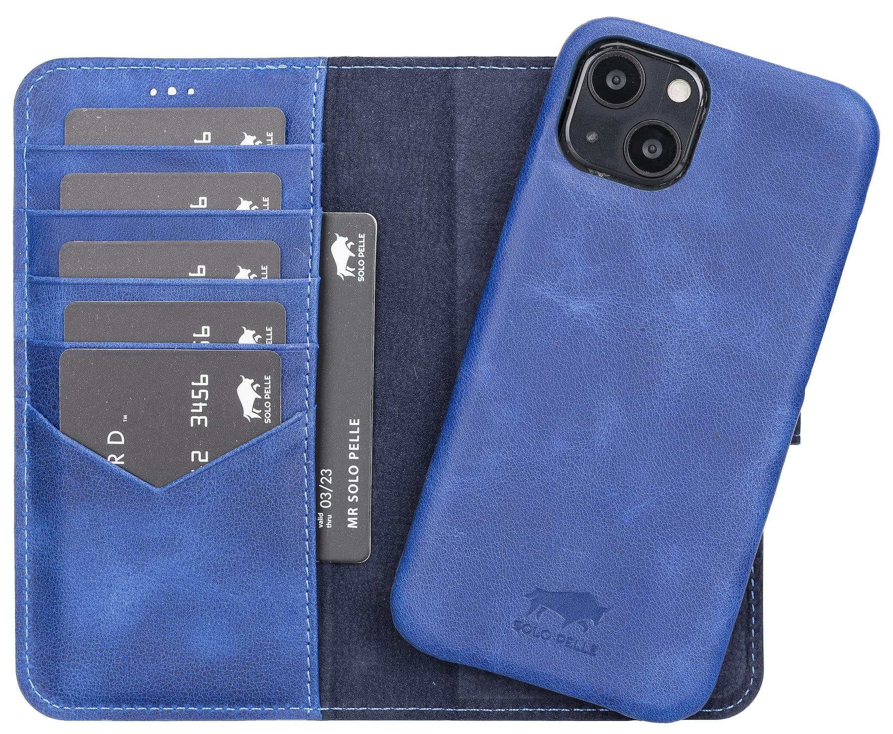 Solo Pelle Smartphonetasche Lederhülle für iPhone 13 6.1 Zoll abnehmbare Hülle inkl. Kartenfächer