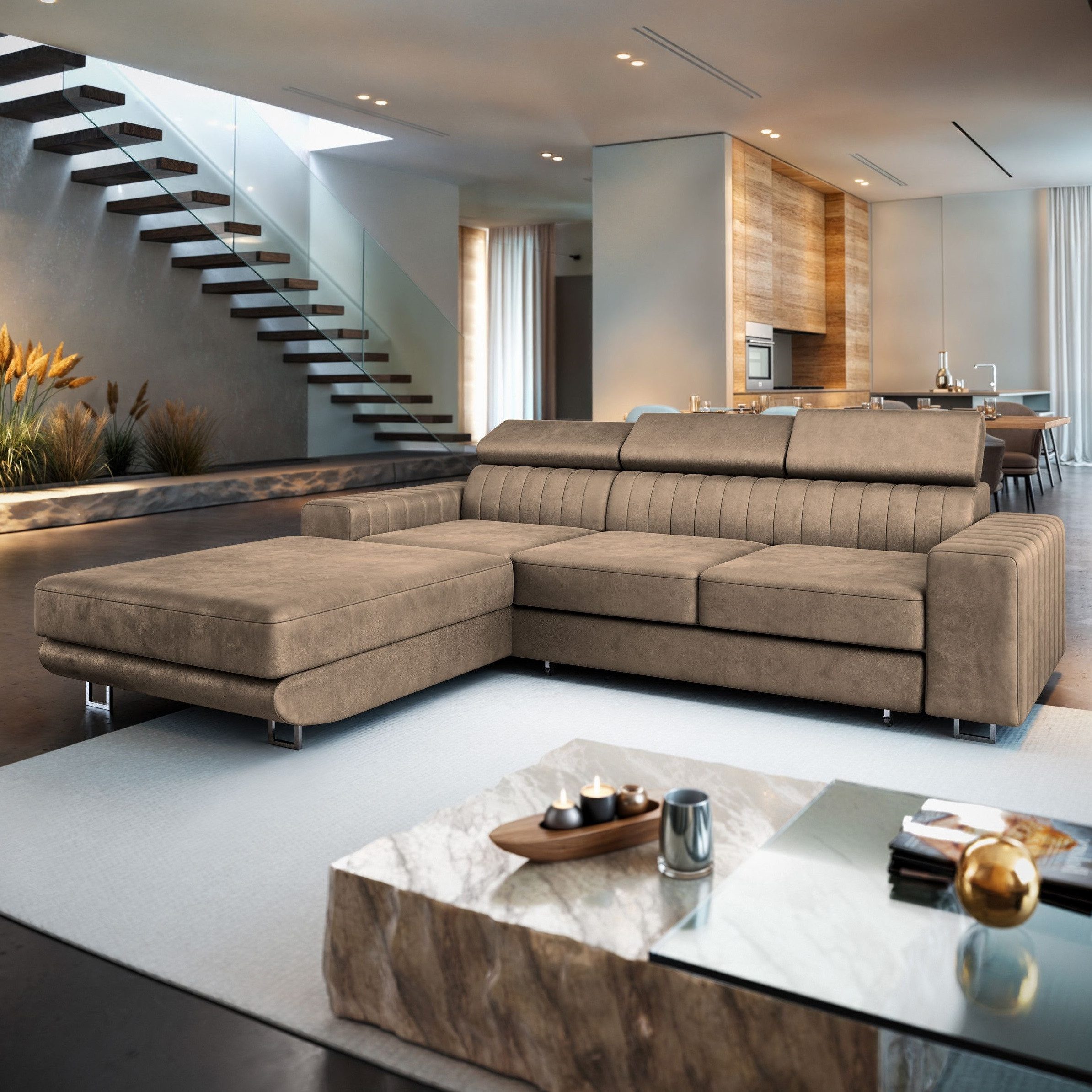 Masseno Ecksofa NOTO mit Schlaffunktion L-Form, Sofa mit Bettkasten günstig online kaufen