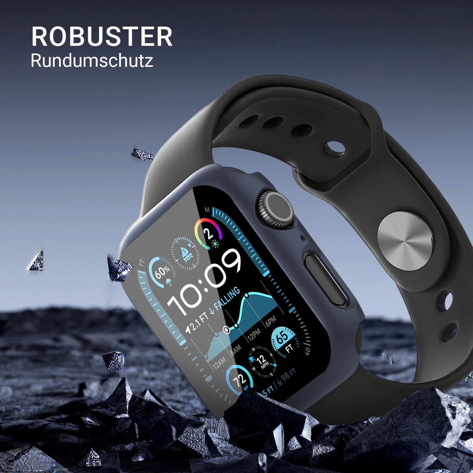 Tec-Expert Smartwatch-Hülle Hülle mit Displayschutz für Apple Watch 4 / 5 / 6 / SE 1-3 40 mm 40 mm, Rundum Schutz Cover Case Bumper stoß-und kratzfest robust – Bild 5 von 5