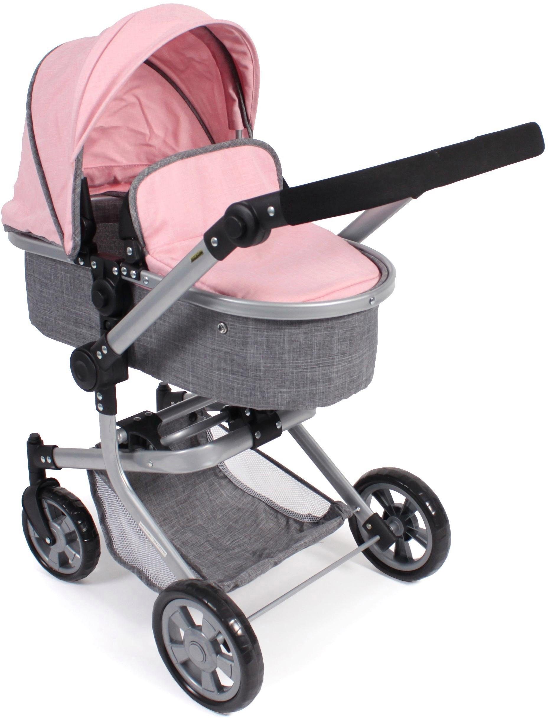 CHIC2000 Kombi-Puppenwagen Mika, Grau-Rosa, mit schwenkbaren günstig online kaufen