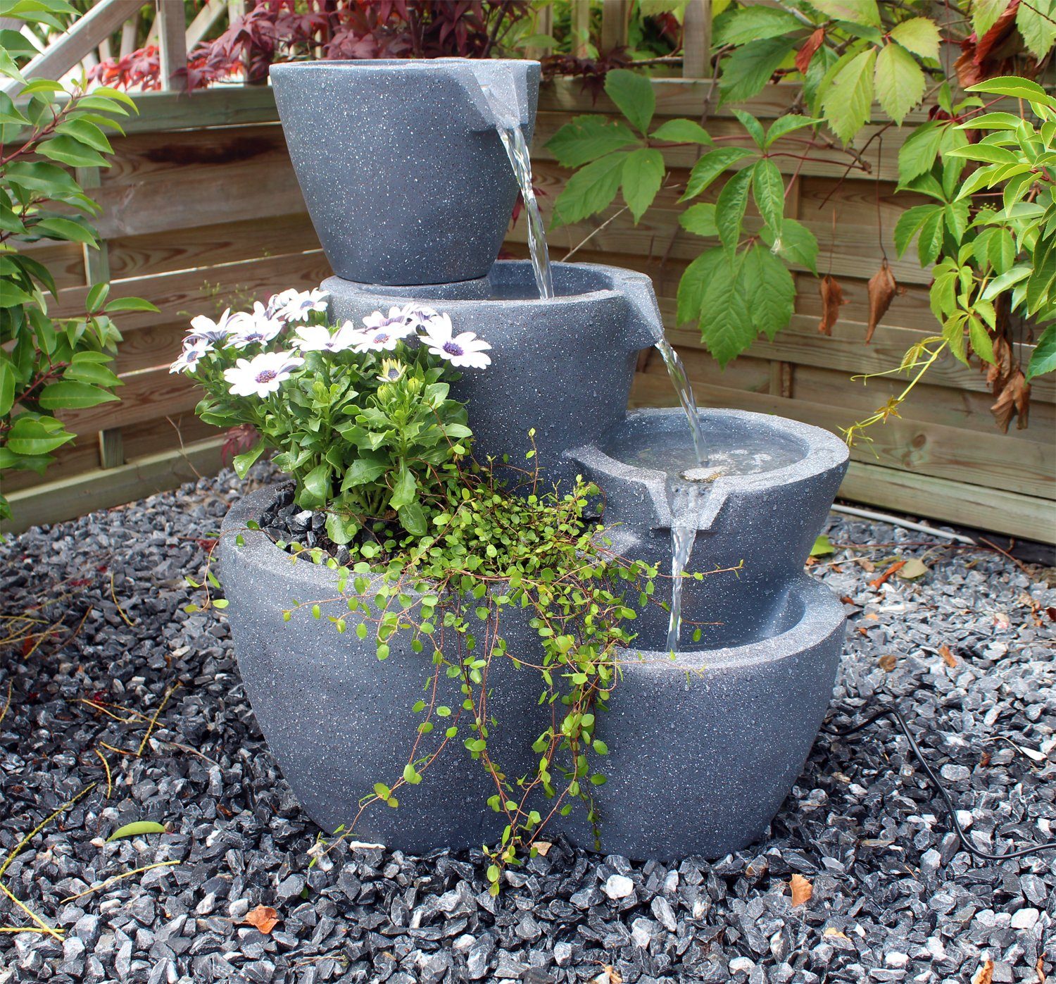 Arnusa Gartenbrunnen Solar Springbrunnen Botana mit Beleuchtung