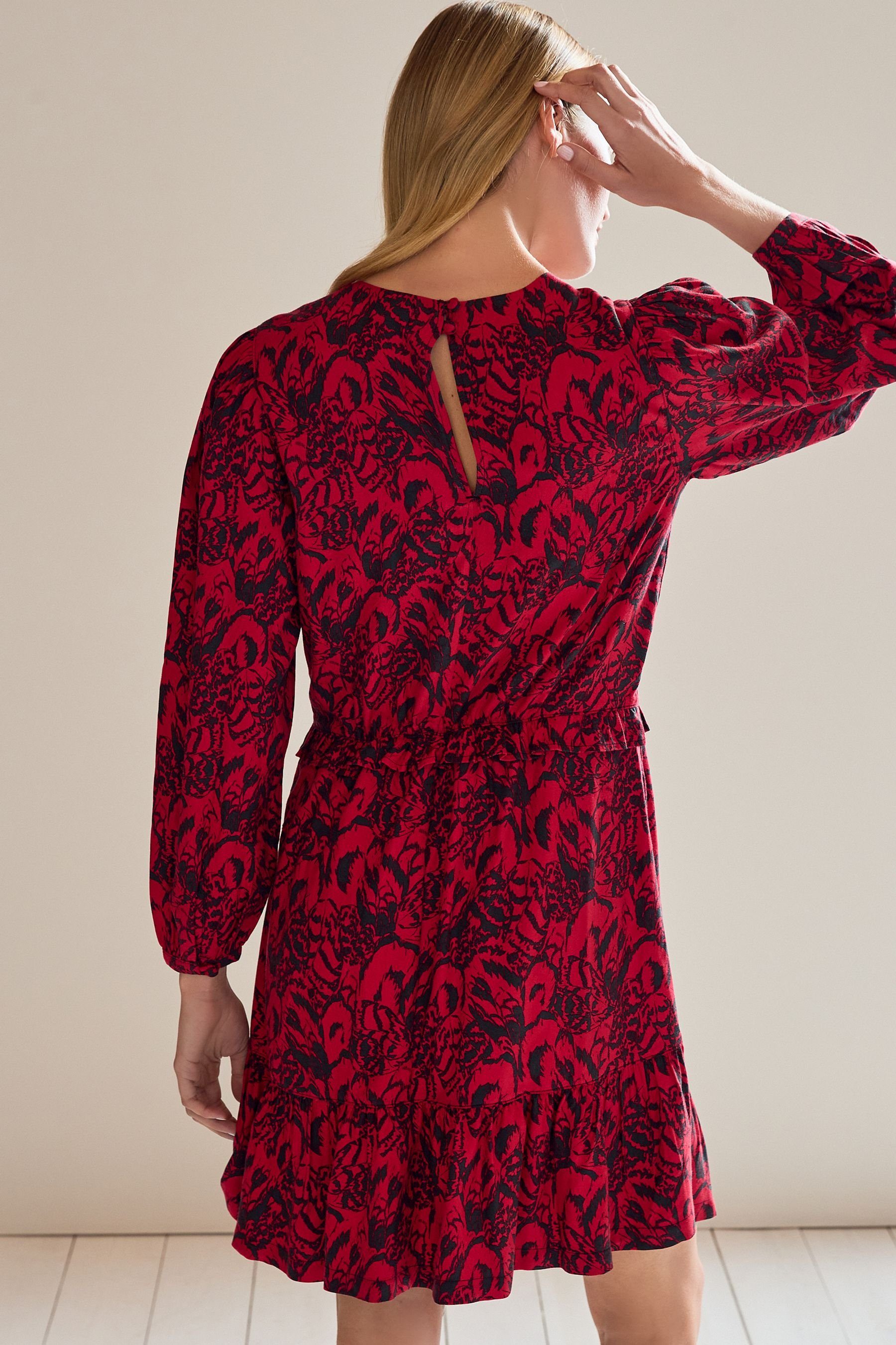 Next Minikleid Langärmeliges Minikleid mit V-Ausschnitt, günstig online kaufen