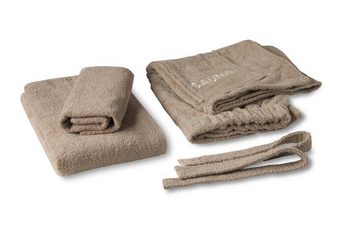 EXKLUSIV HEIMTEXTIL Saunatuch Sauna Set 3-Teilig Frottee Saunakilt Saunatuch Saunahandtuch, Frottee (3-St), mit Knöpfen, dehnbarer Bund, aufgesetzte Tasche mit „Sauna“ Stickerei