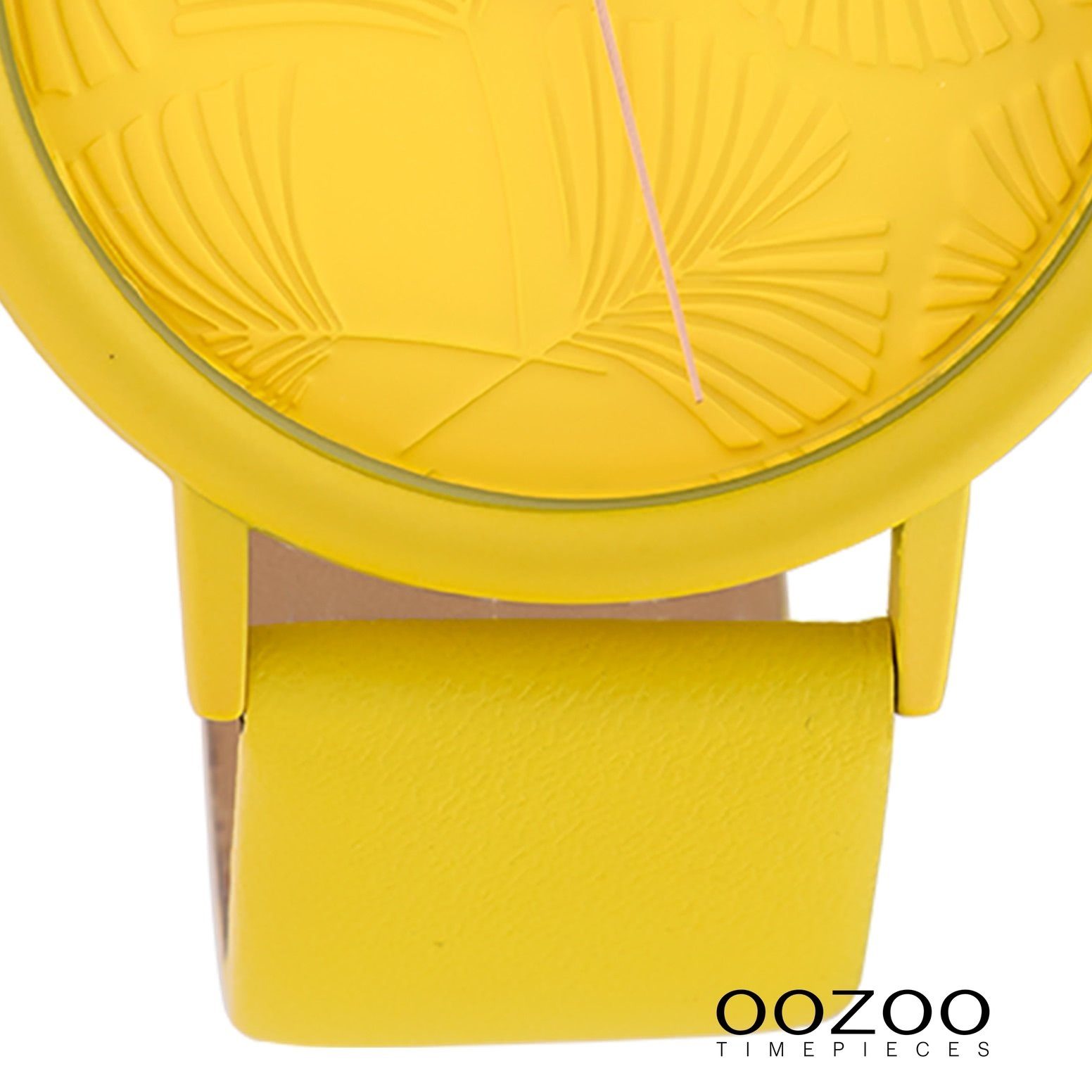 Damenuhr Quarzuhr Fashion 42mm), Damen gelb, gelb, (ca. groß Oozoo OOZOO Armbanduhr Lederarmband rund,