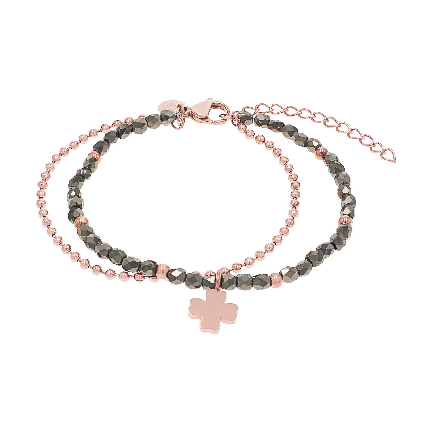 TOM TAILOR Armband Schmuck Geschenk Edelstahl Kleeblatt, mit Glassteine