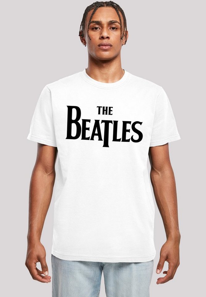 F4NT4STIC T-Shirt The Beatles Band Drop T Logo Black Print, Rippbündchen am  Hals und Doppelnähte am Saum