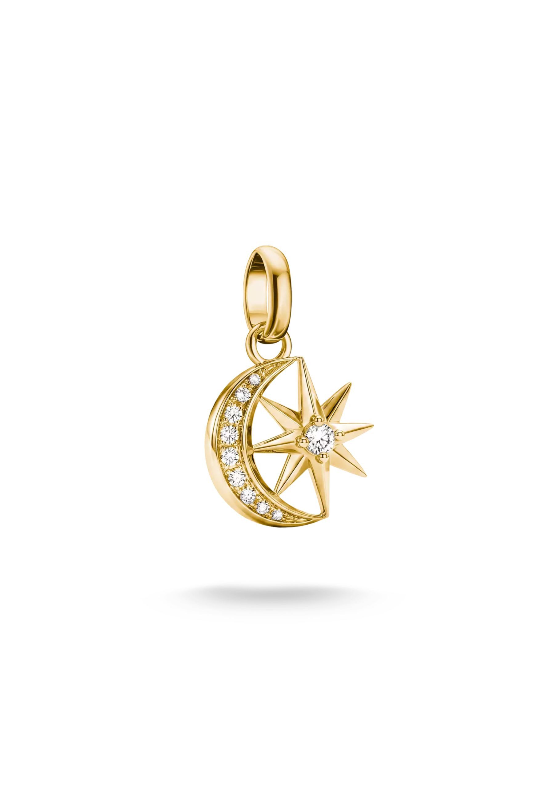 THOMAS SABO Kettenanhänger Vergoldeter Sonne & Mond Charm-Anhänger mit Zirkonia (Set)