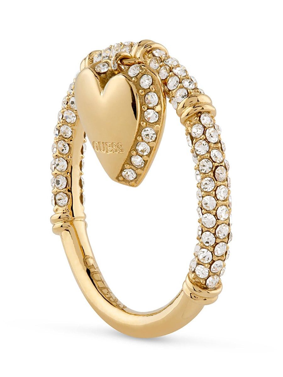 Guess Fingerring DamenHerz Charm Pavé Goldfarben