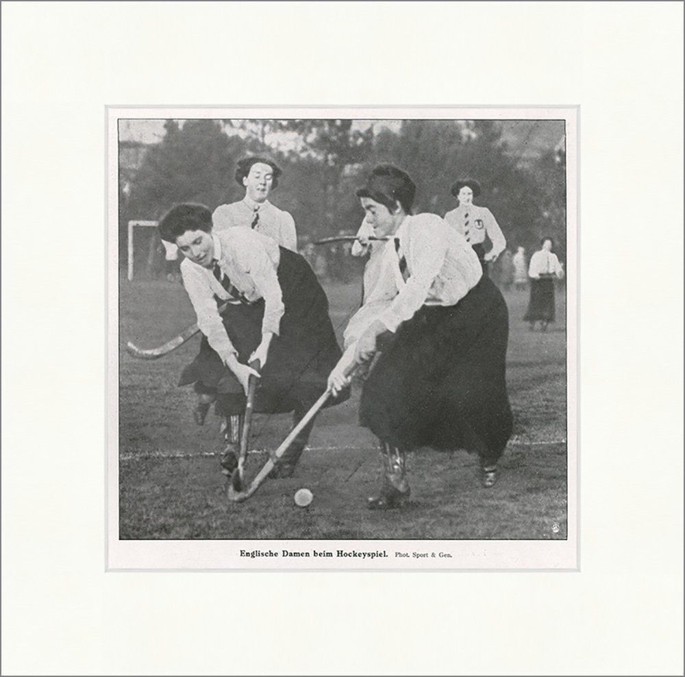 Kunstdruck Englische Damen beim Hockeyspiel Sport Schläger Feld