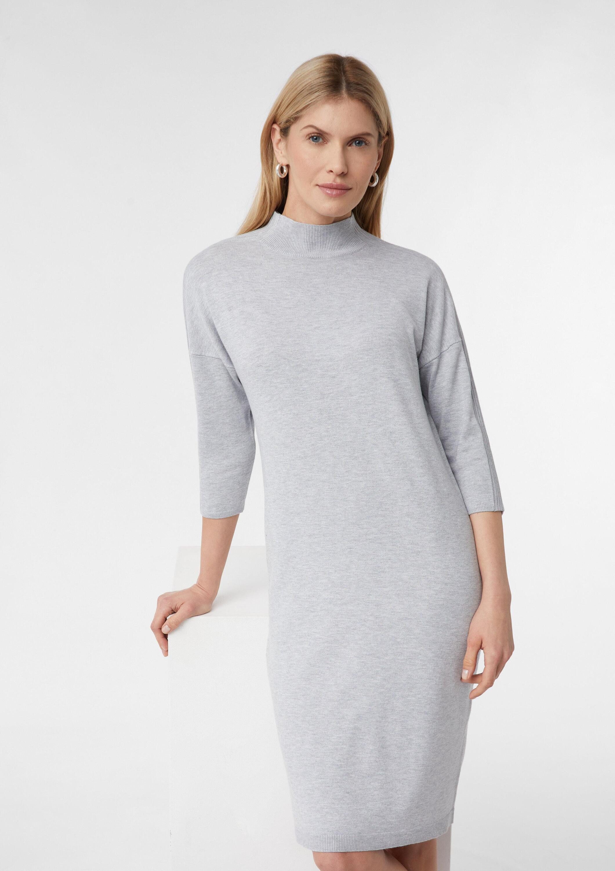 comma Midikleid Kleid Kurzes Strickkleid aus Viskosemix mit überschnittenen Schultern