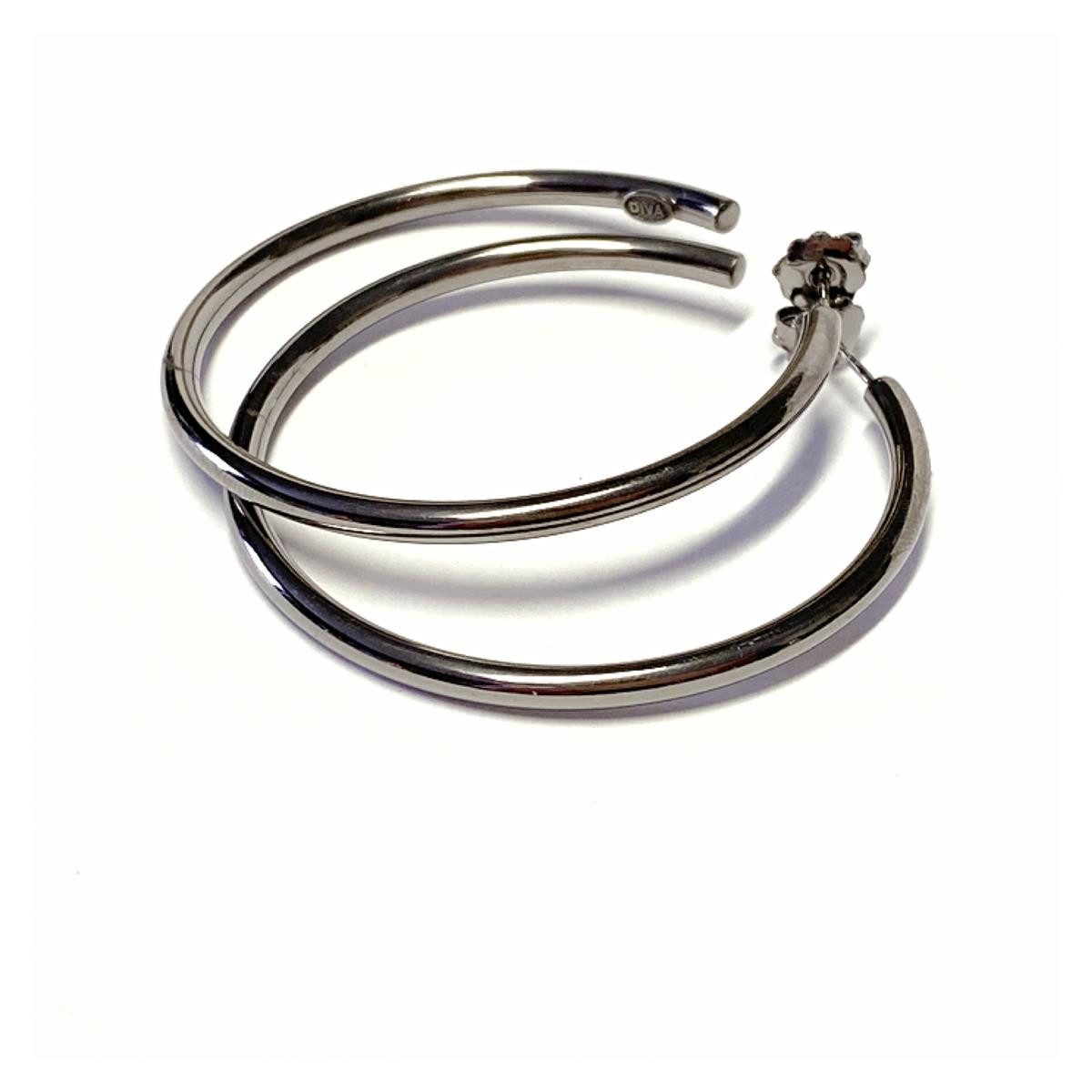 Paar Ohrhänger peppige Creolen 925/- Sterling Silber geschwärzt und poliert 52mm