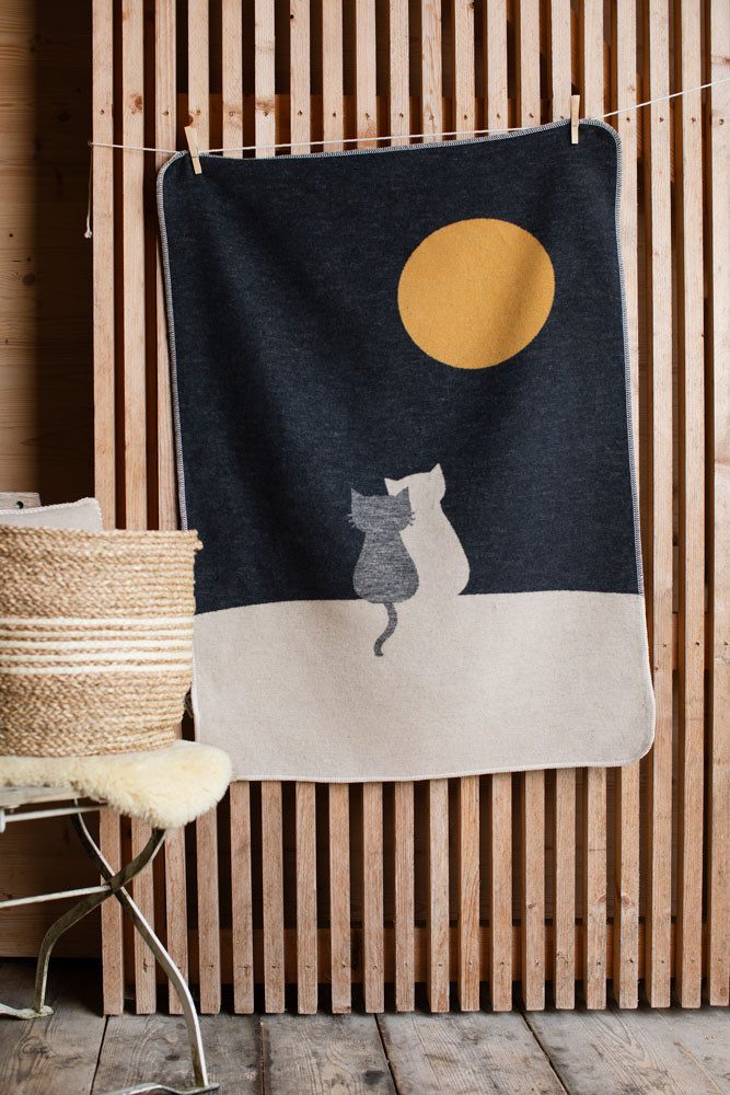 DAVID FUSSENEGGER Tierdecke David Fussenegger Haustierdecke 'Katzenpaar' 70 x 90 cm Anthrazit