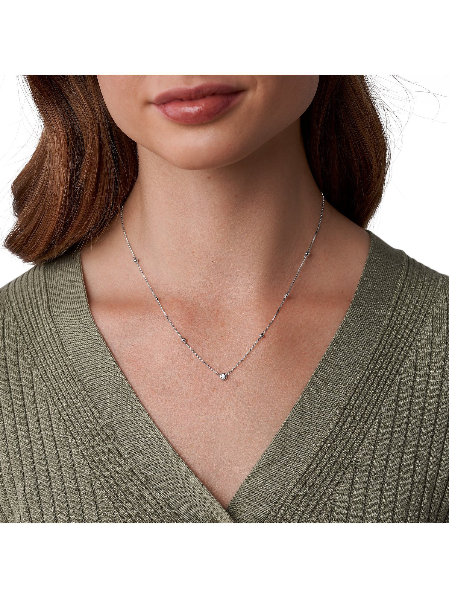 Fossil Collier Fossil Damen-Kette 925er Silber 3 Zirkon Herz günstig online kaufen