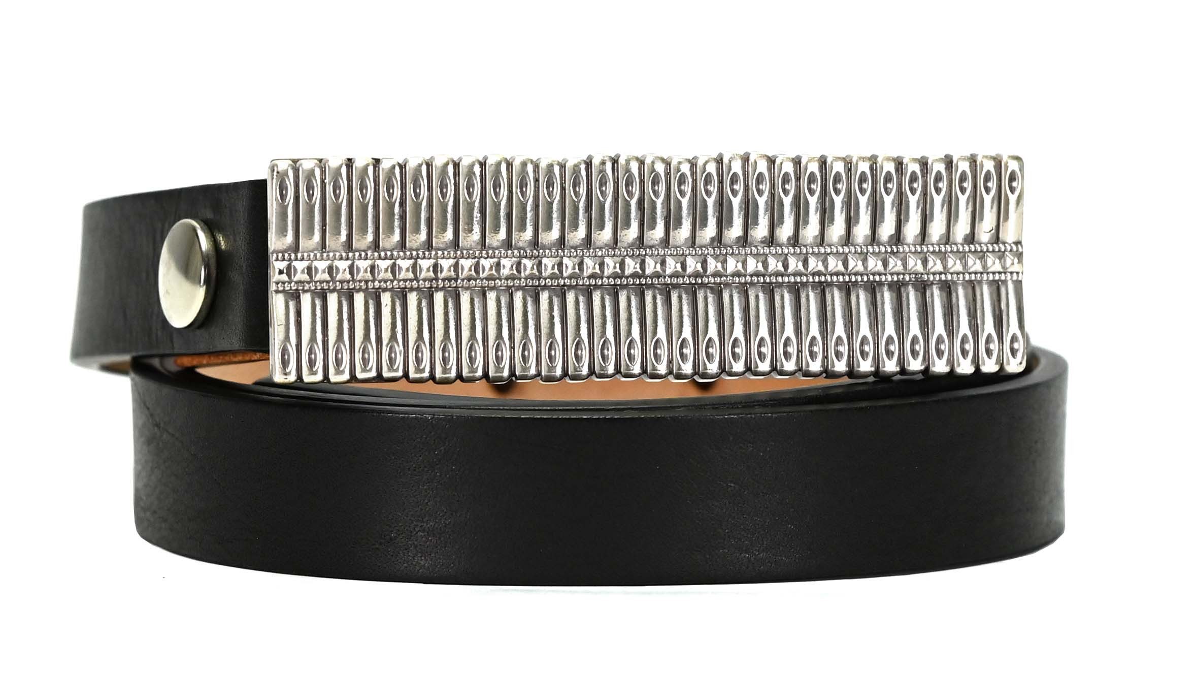 Bag & Belt Ledergürtel Damen-Leder-Koppelgürtel 2 cm schwarz 85