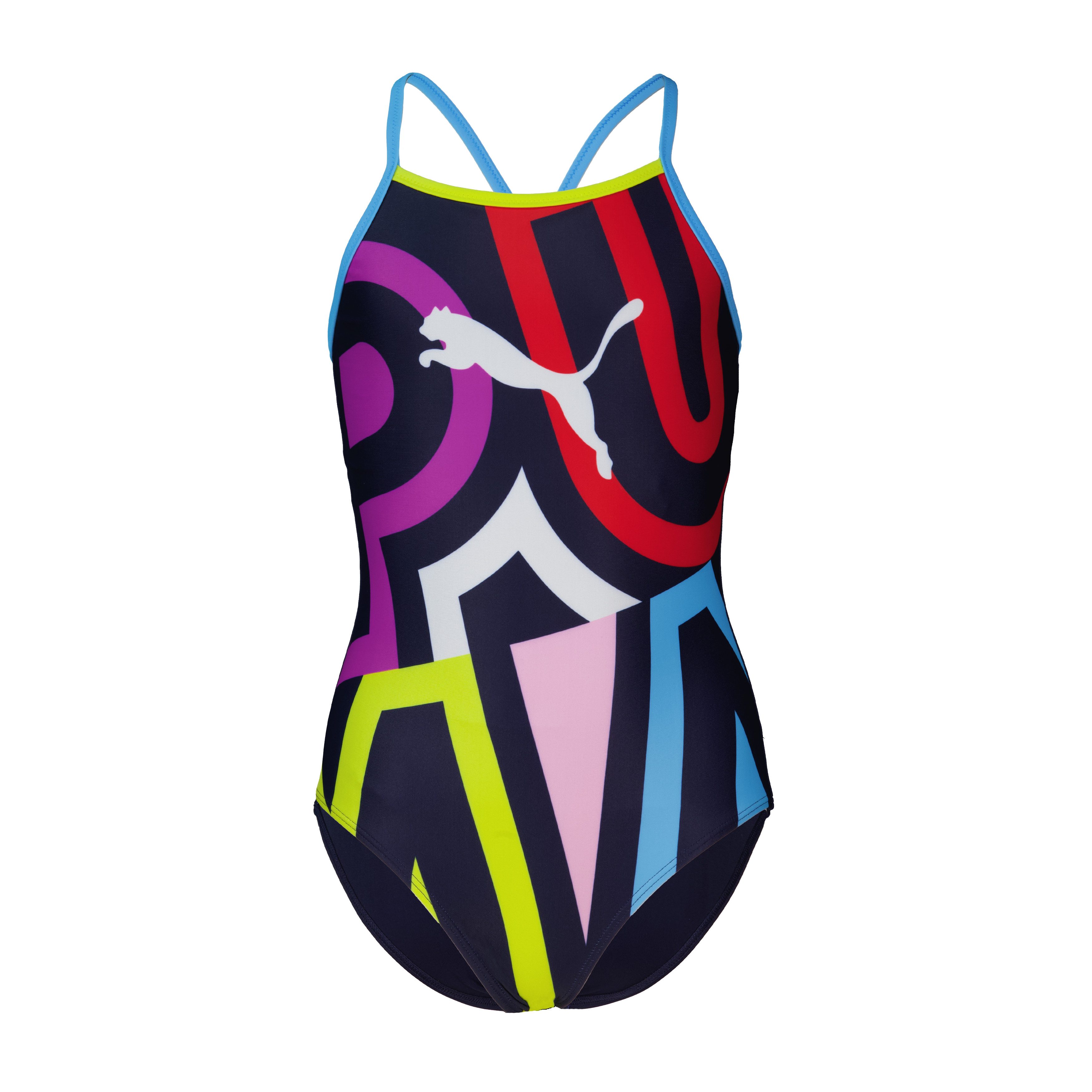 PUMA Badeanzug PUMA SWIM GIRLS PLACED PRINT SWIMSUIT mit Big-Wording und Logoprint