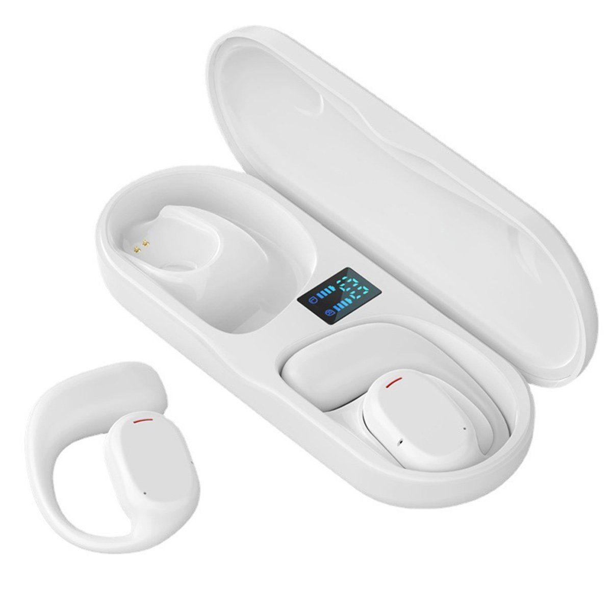 Jormftte Ear-Clip Knochenschall Kopfhörer Bluetooth,Sport-Ohrring-Kopfhörer Kopfhörer Weiß